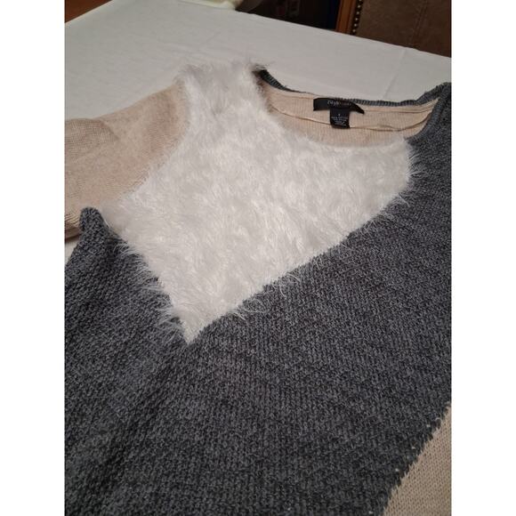 VTG Style & Co Size L Knit Sweater Tunic Dress Long Sleeve Fuzzy Fur Grandma - Picture 4 of 9